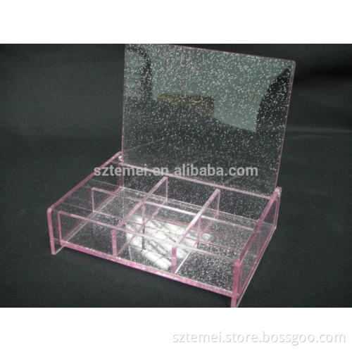 clear pink acrylic storage box with compartments